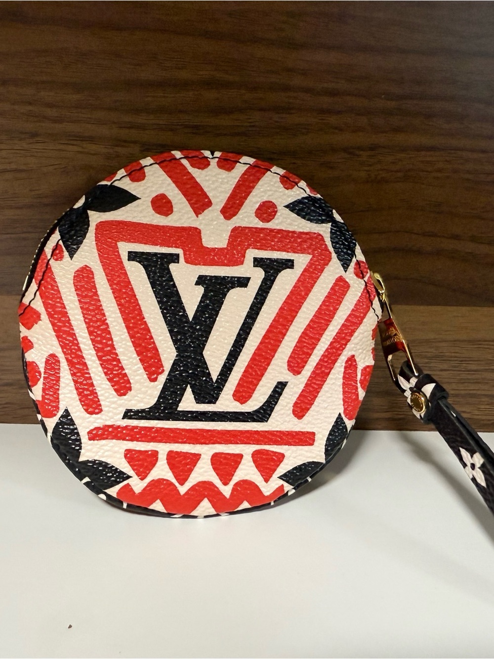 Louis Vuitton Red, Black & White Round Coin Purse - Picture 2 of 6